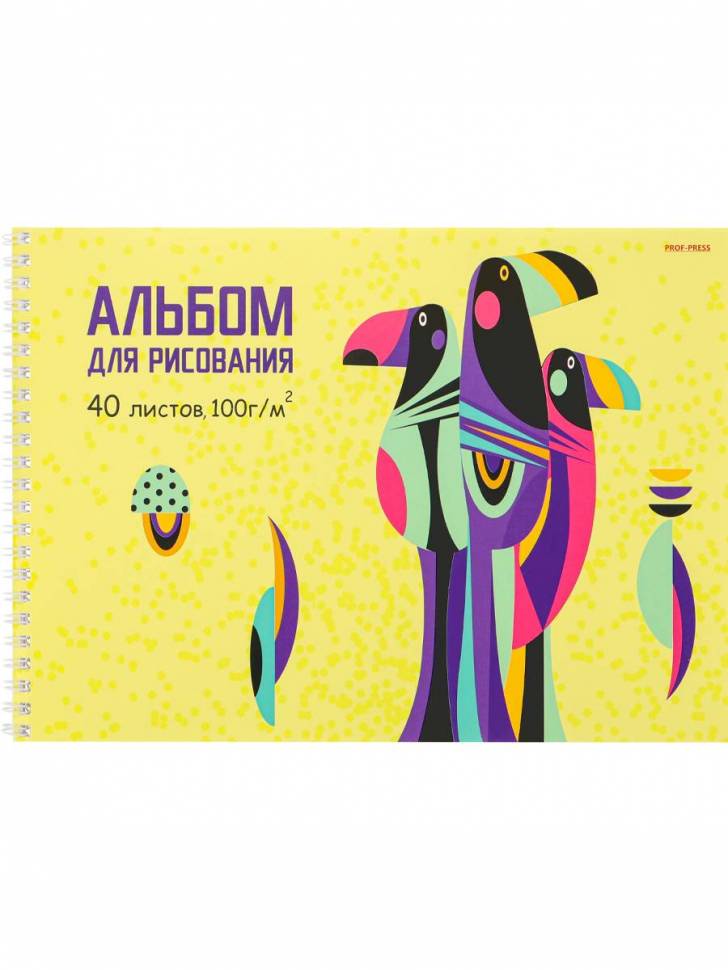 Альбом для рисования А4 40л. РАЗНОЦВЕТНЫЕ ПТИЧКИ