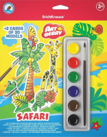 Пазл 3D для раскрашивания ArtBerry® Safari акварель 6 цветов и 2 карты с фигурами для сборки