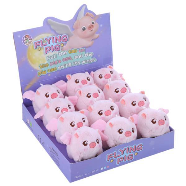 Заводная игрушка-брелок Свинка с веревочкой 12/1