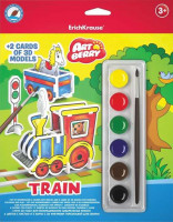 Пазл 3D для раскрашивания ArtBerry® Train акварель 6 цветов и 2 карты с фигурами для сборки