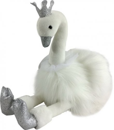 Лебедь белый с серебряными лапками и клювом, 15 см игрушка мягкая