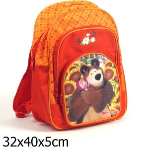 Рюкзак "Маша и Медведь" подсолнухи, оранжевый, облегченый