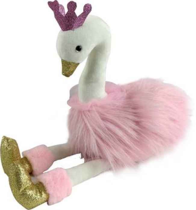 Лебедь розовый с золотыми лапками и клювом, 15 см игрушка мягкая