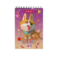 Блокнот на спирали Корги, А6, 60 листов, клетка