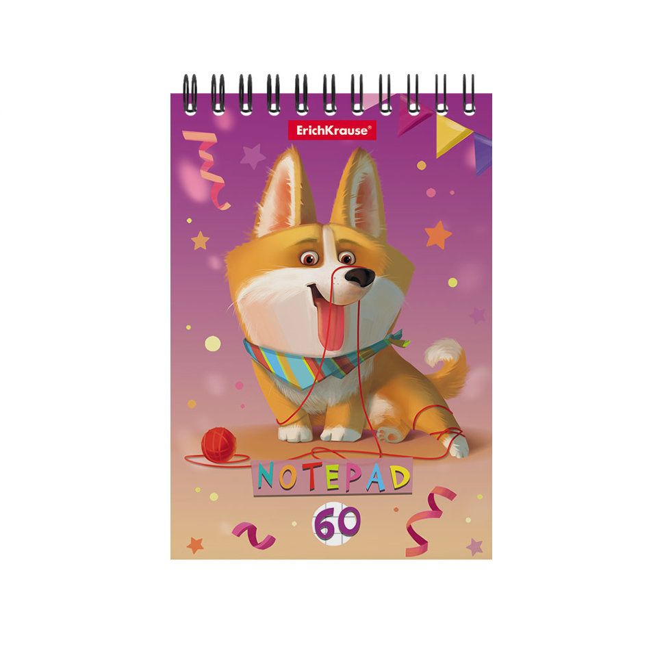 Блокнот на спирали Корги, А6, 60 листов, клетка