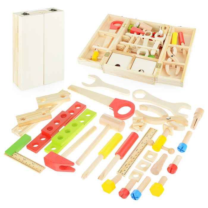 Инструменты деревянные для малышей набор с ящиком
