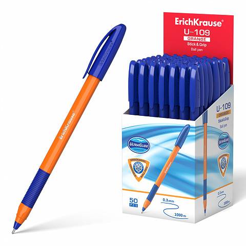Ручка шариковая ErichKrause U-109 Orange Stick&Grip 1.0