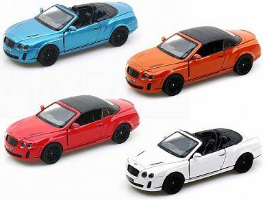 Машина металл 1:38 Bentley Continental со съемной крышей, Kinsmart