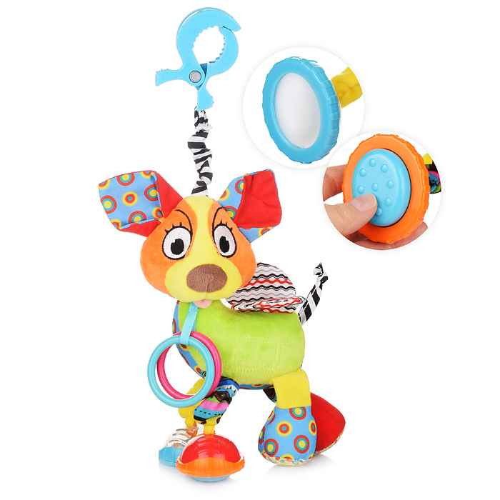Мягка игрушка-погремушка Собачка с зеркальцем и шуршащими элементами