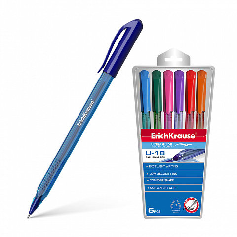 Ручка шариковая ErichKrause® U-18, Ultra Glide Technology, 6 шт
