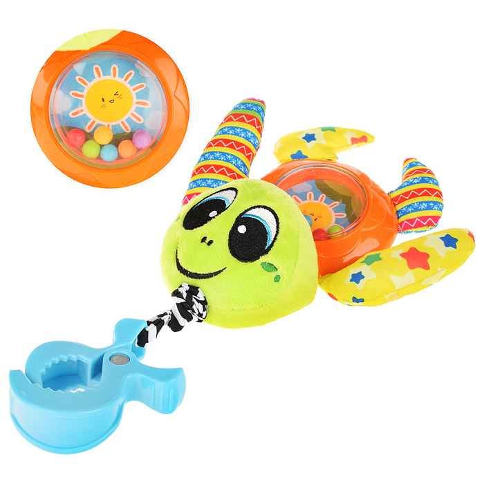 Мягкая игрушка-погремушка Черепашка с вибрацией и зажимом-подвесом
