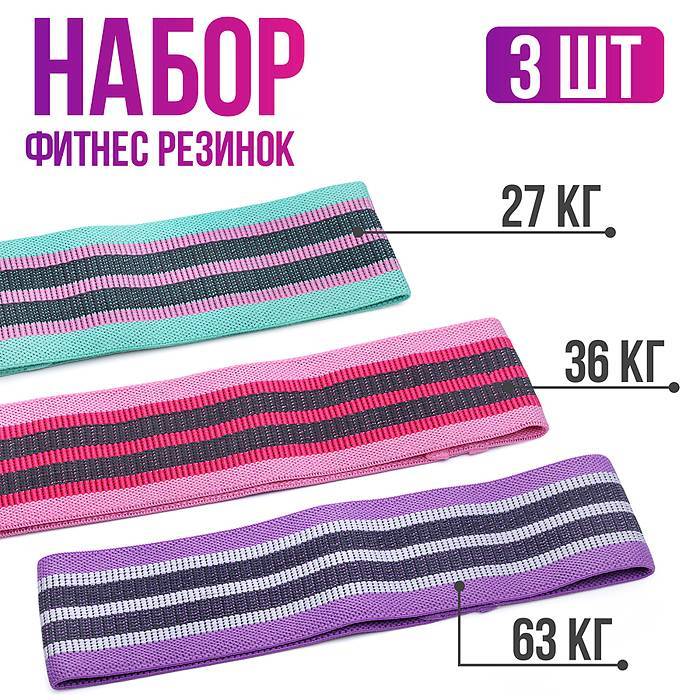 Набор резинок спортивный 3 шт (27, 36, 63 кг)