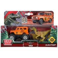Технопарк УАЗ Hunter 7.5 см + Динозавр, 9 см