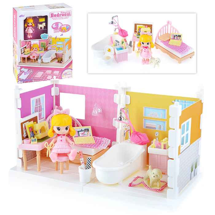 Набор Моя маленькая комната Спальня и ванная, с куклой