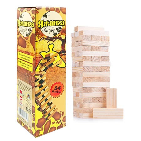 Настольная игра падающая башня деревянная Дженга "ДЖАНГА ЖИРАФ"