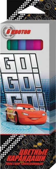 Цветные карандаши 6цв. тол.трёхгр.«Disney Тачки»