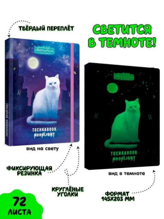 Скетчбук-Точкабук Кошка в ночном городе (светится в темноте)