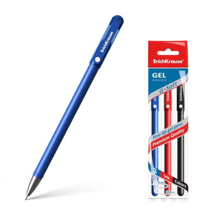 Ручка гелевая ErichKrause G-Soft, 3 цвета