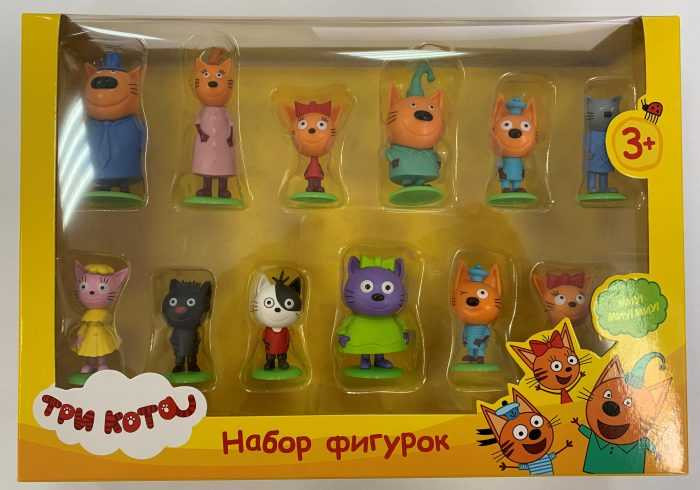 Три кота набор из 12 героев 4-6,5 см на подставке