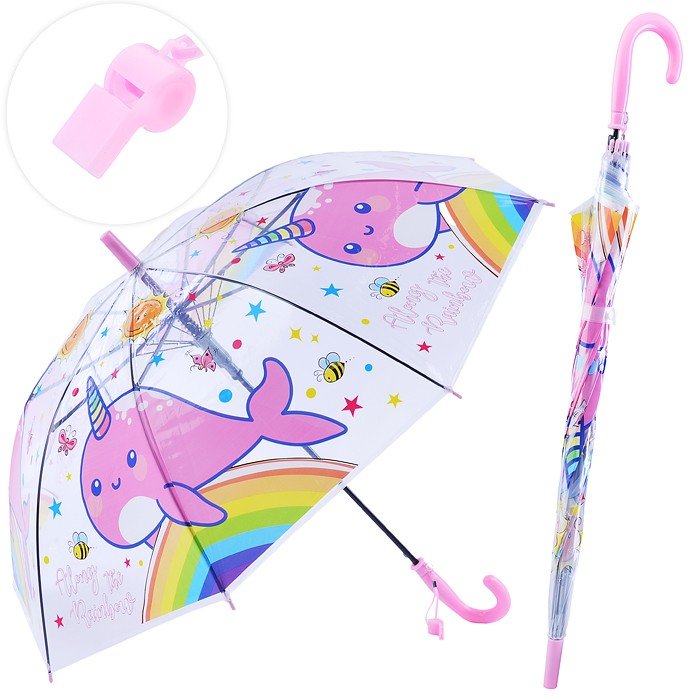 Зонт прозрачный Розовый нарвал