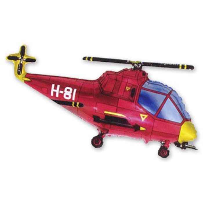 Набор фольгинированный мини-шар животные в ассортименте на палочке Вертолет красный/FM
