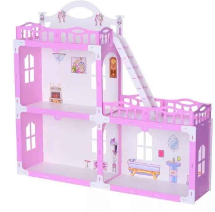 Домик для кукол с мебелью "Анна" бело-розовый