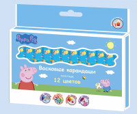 Восковые карандаши толстые Пеппа, 12 цв