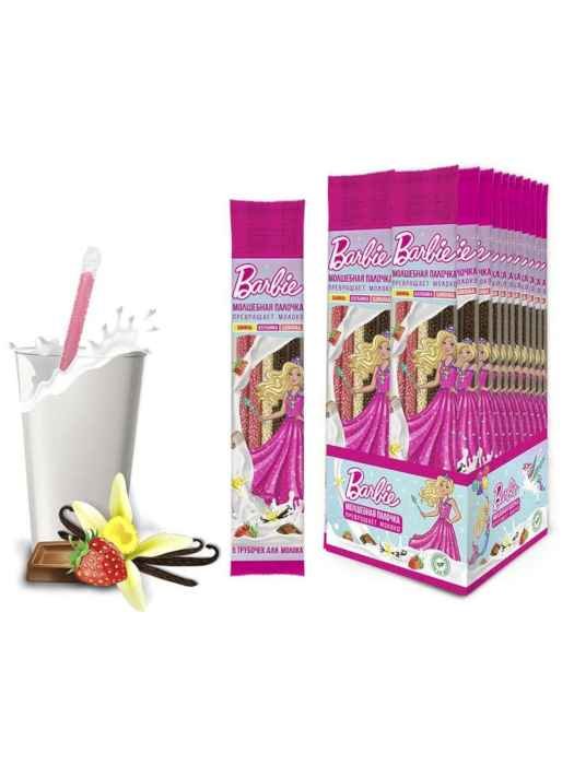 Трубочки для молока Barbie 5 шт в уп (ваниль, клубника, шоколад) 24 уп блок