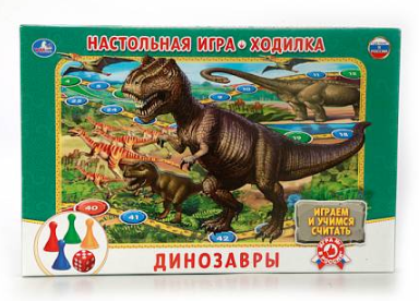 Игра-ходилка Динозавры, зелен. коробка