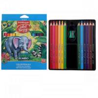 Карандаши цветные 12 цв трехгранные ArtBerry Jumbo, с точилкой
