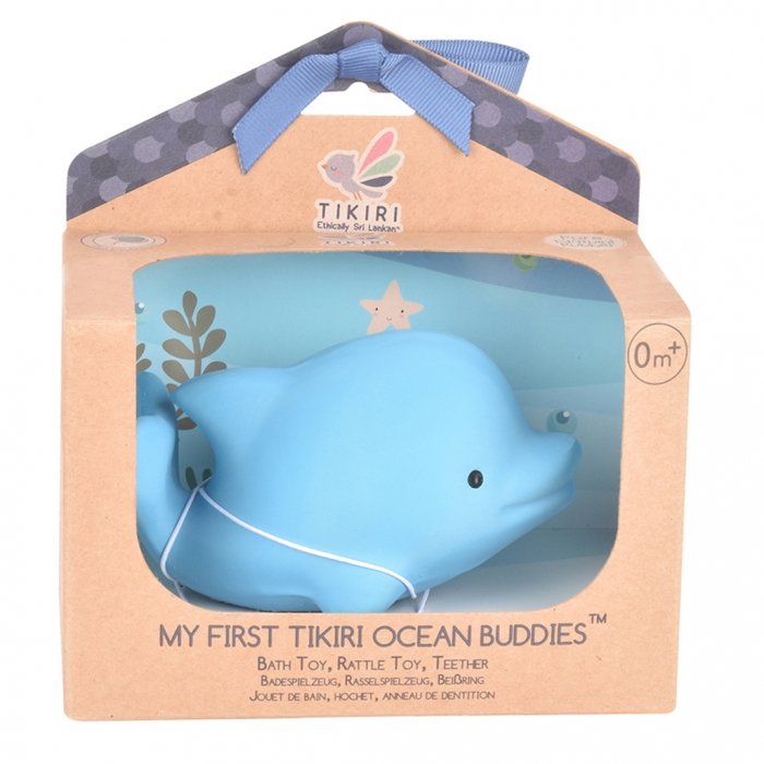 Игрушка прорезыватель/для ванны из каучука Дельфин в подарочной упаковке