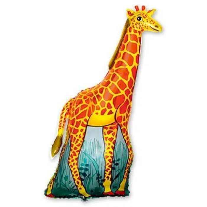 Набор фольгинированный мини-шар животные в ассортименте на палочке Жираф оранжевый(FM)