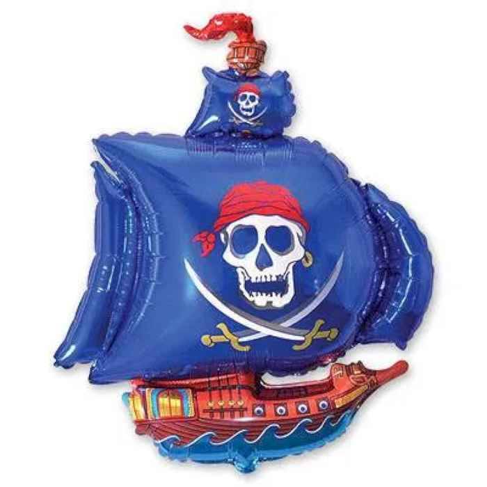 Набор фольгинированный мини-шар животные в ассортименте на палочке Корабль пиратский синий/FM