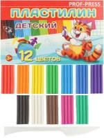 Пластилин 12 цв., 180г. к/к, стек