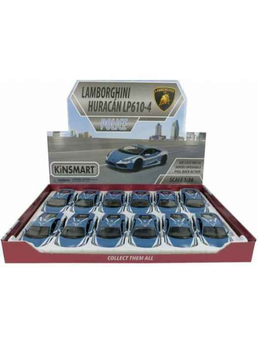 Машина металл Lamborghini  полиция 1:38, 12 шт/диспл, Kinsmart