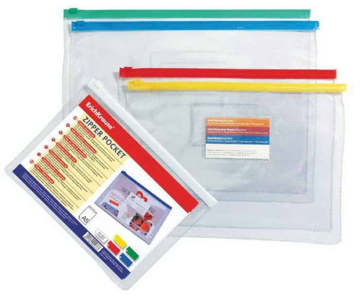 Zip-пакет пластиковый ErichKrause® PVC Zip Pocket, A5, прозрачный