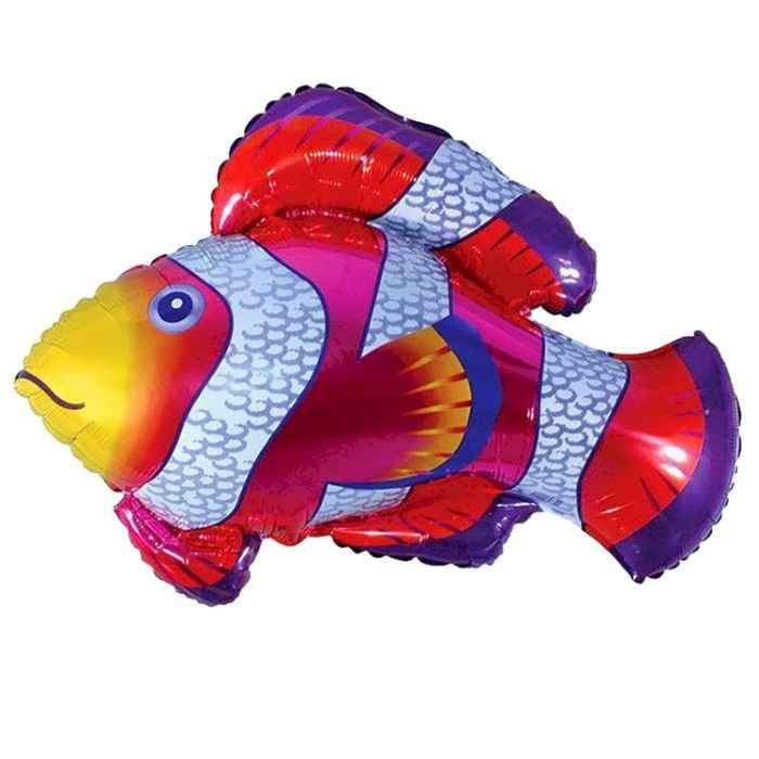 Набор фольгинированный мини-шар животные в ассортименте на палочке Рыба пестрая красная(FM)