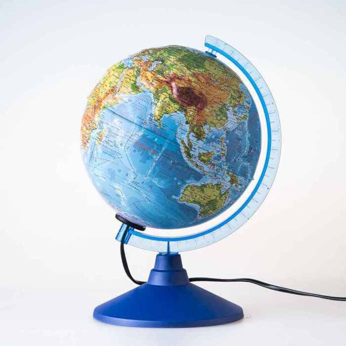 Глобус Земли рельефный физико-политический 210мм с подсветкой Классик Евро