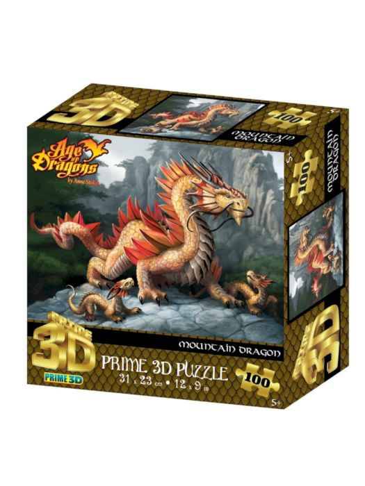 Пазл Super 3D "Золотой горный дракон",100дет.,5+ Размер собранного пазла 31 х 23см