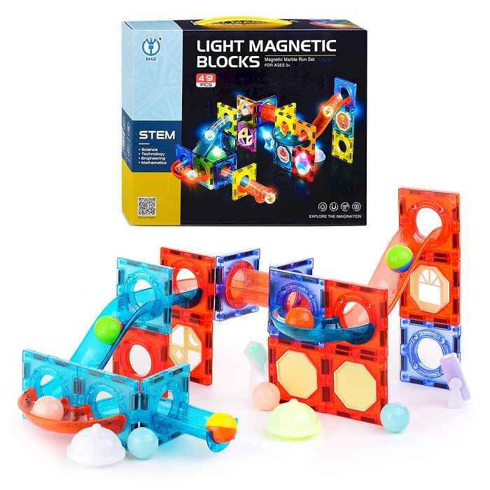 Конструктор магнитный 48 дет с подсветкой Горка для шарика
