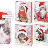 Пакет новогодний "Кошки", с блестками, 4 вида, 32*26*10