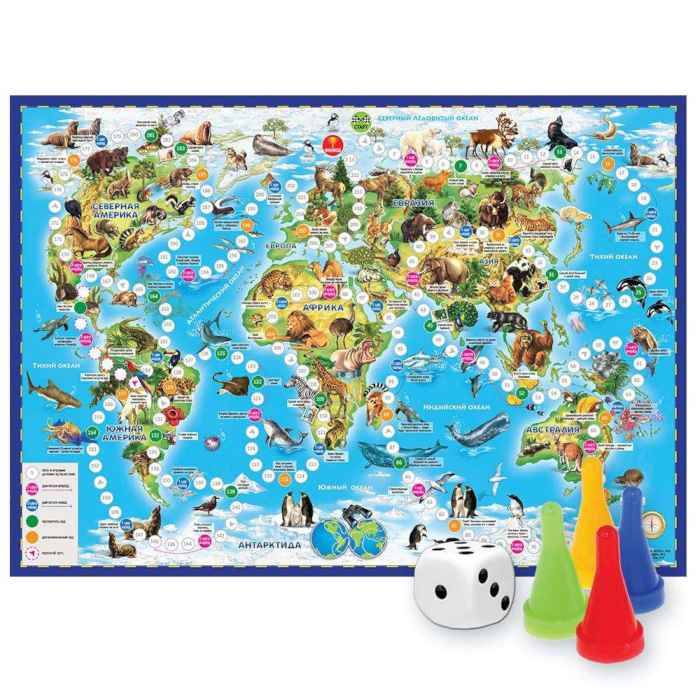 Игра-ходилка Животный мир земли, 59*42см Игра-ходилка Животный мир земли, 59*42см