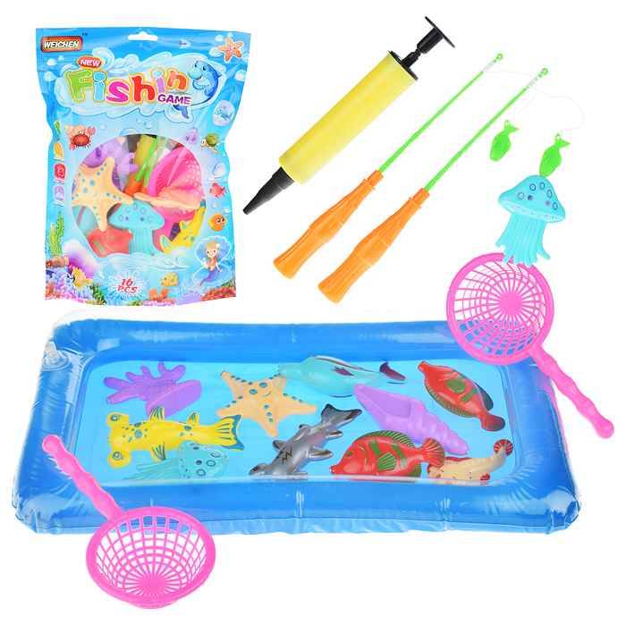 Детская рыбалка в наборе с двумя удочками и надувным бассейном